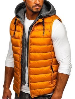 Men's Quilted Hooded Gilet Camel Bolf B2901