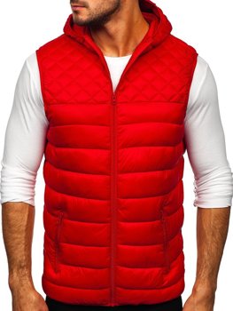 Men's Quilted Hooded Gilet Red Bolf HDL88003