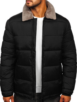 Men’s Quilted Winter Jacket Black with fur Bolf 31M5010