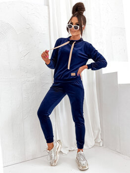 Women's 2-Piece Velour Tracksuit Navy Blue Bolf 637