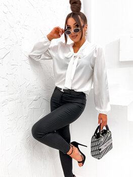 Women's Elegant Long Sleeve Shirt with a Bow White Bolf 500