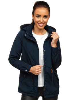 navy blue women's coat with hood