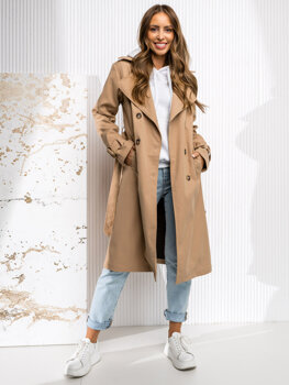 Women’s Longline Trench Coat Beige Bolf DF7901A