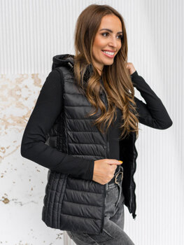 Women's Quilted Gilet with hood Black Bolf 23039A1