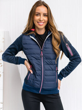 Women's Quilted Lightweight Jacket with hood Navy Blue Bolf KSW4001A1