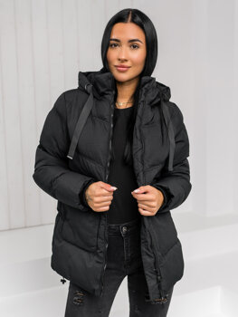 Women's Quilted Winter Jacket with hood Black Bolf 5M3251