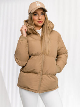 Women's Quilted Winter Jacket with hood Brown Bolf 5M3169