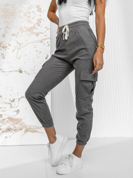 Women’s Striped Cargo Joggers Grey Bolf W7860