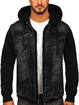 hooded black jean jacket