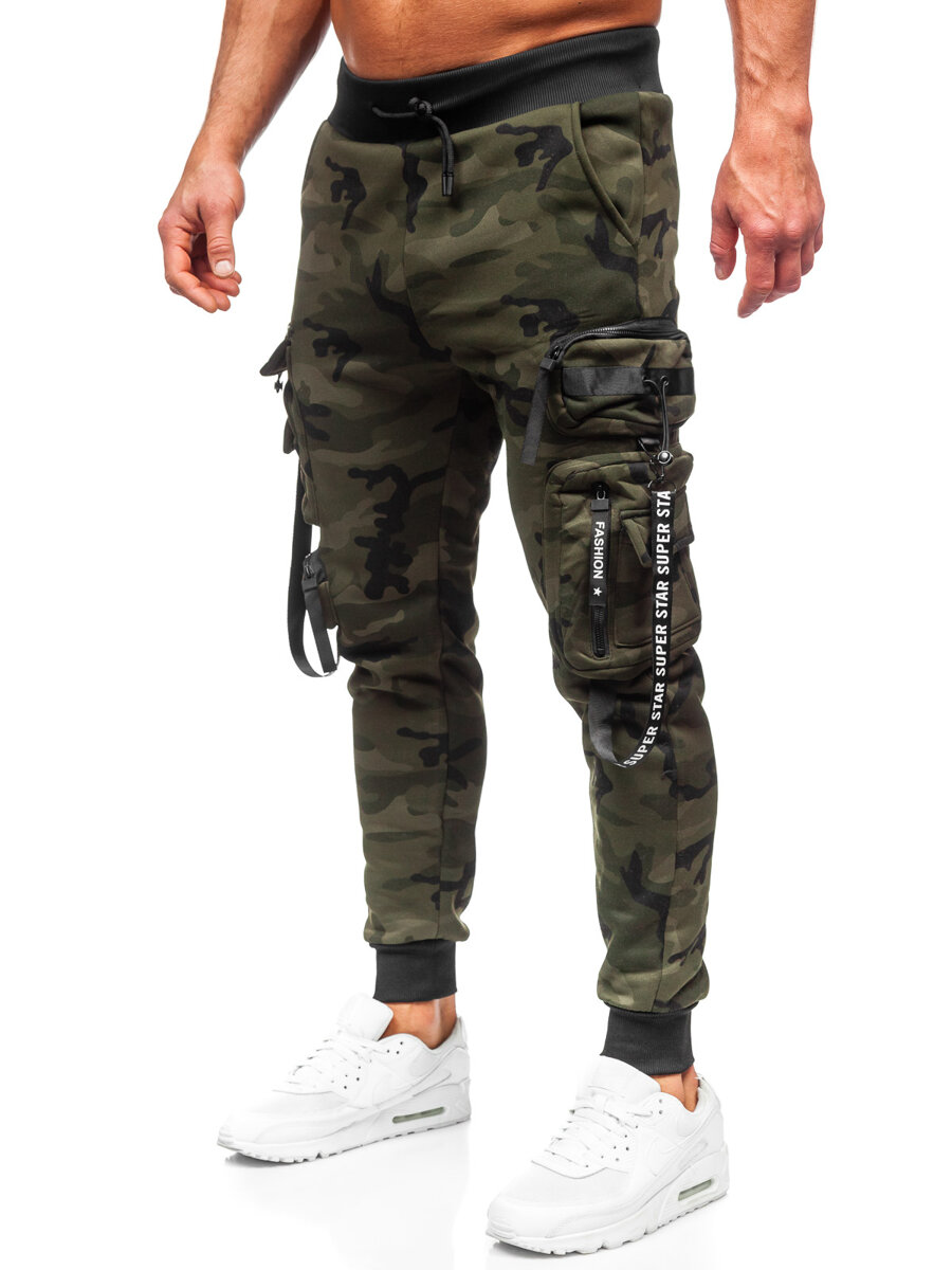 Camo joggers with store zippers