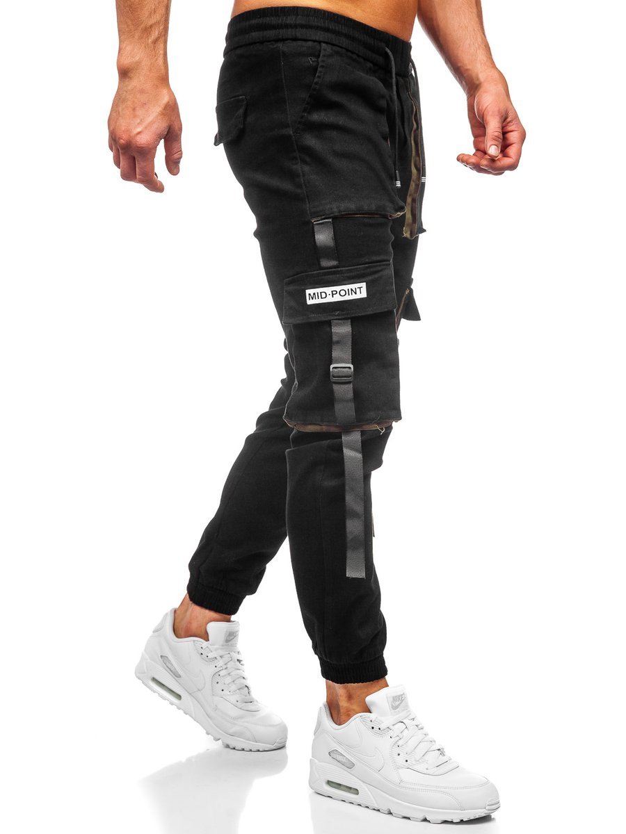 black cargo joggers mens