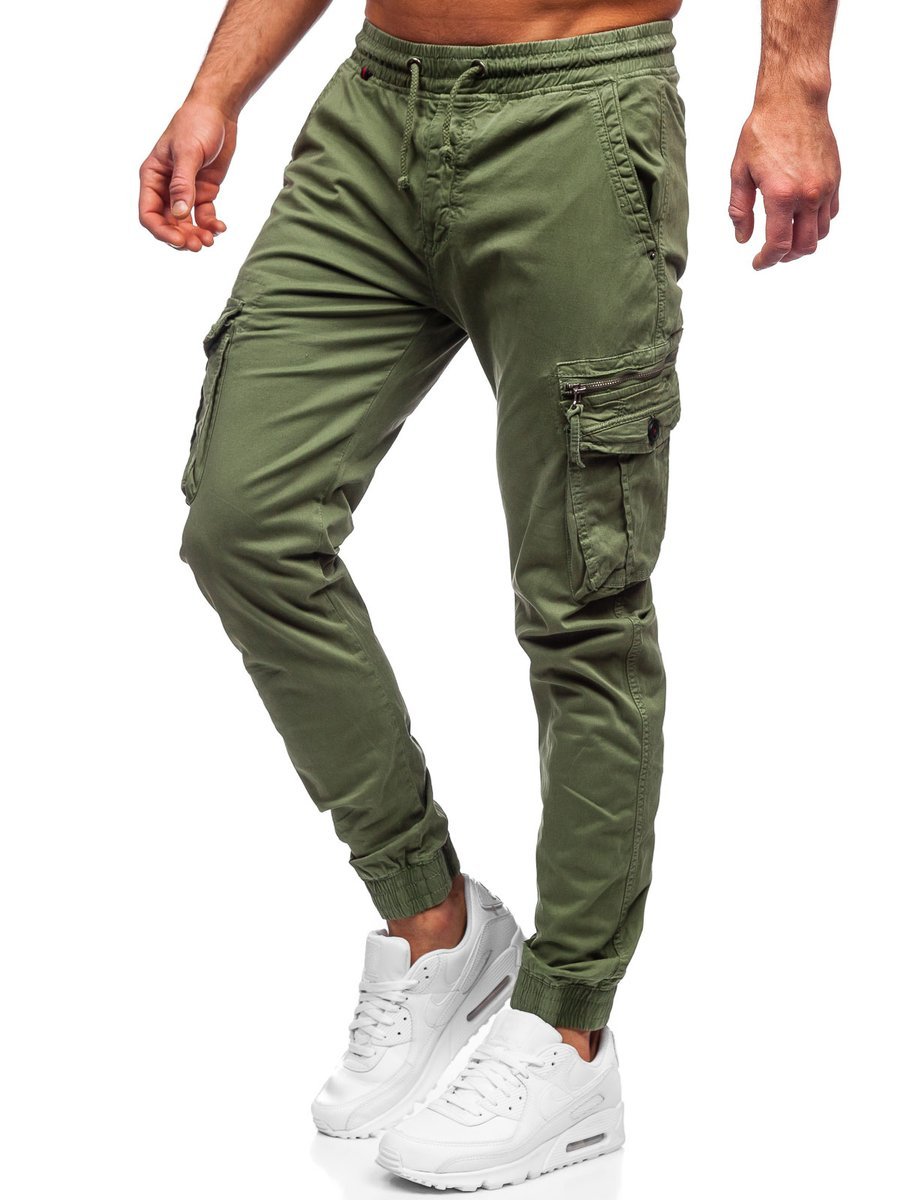 mens green cargo joggers