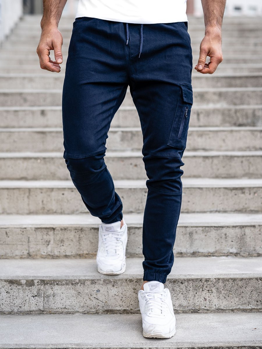 mens navy cargo joggers