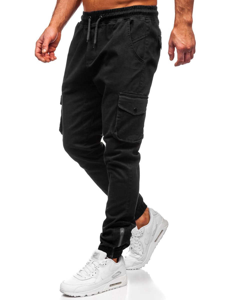 Men's Thick Cargo Joggers Black Bolf JX8709A