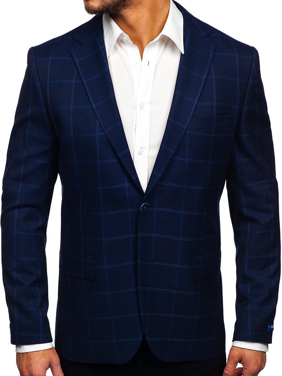 navy checkered blazer