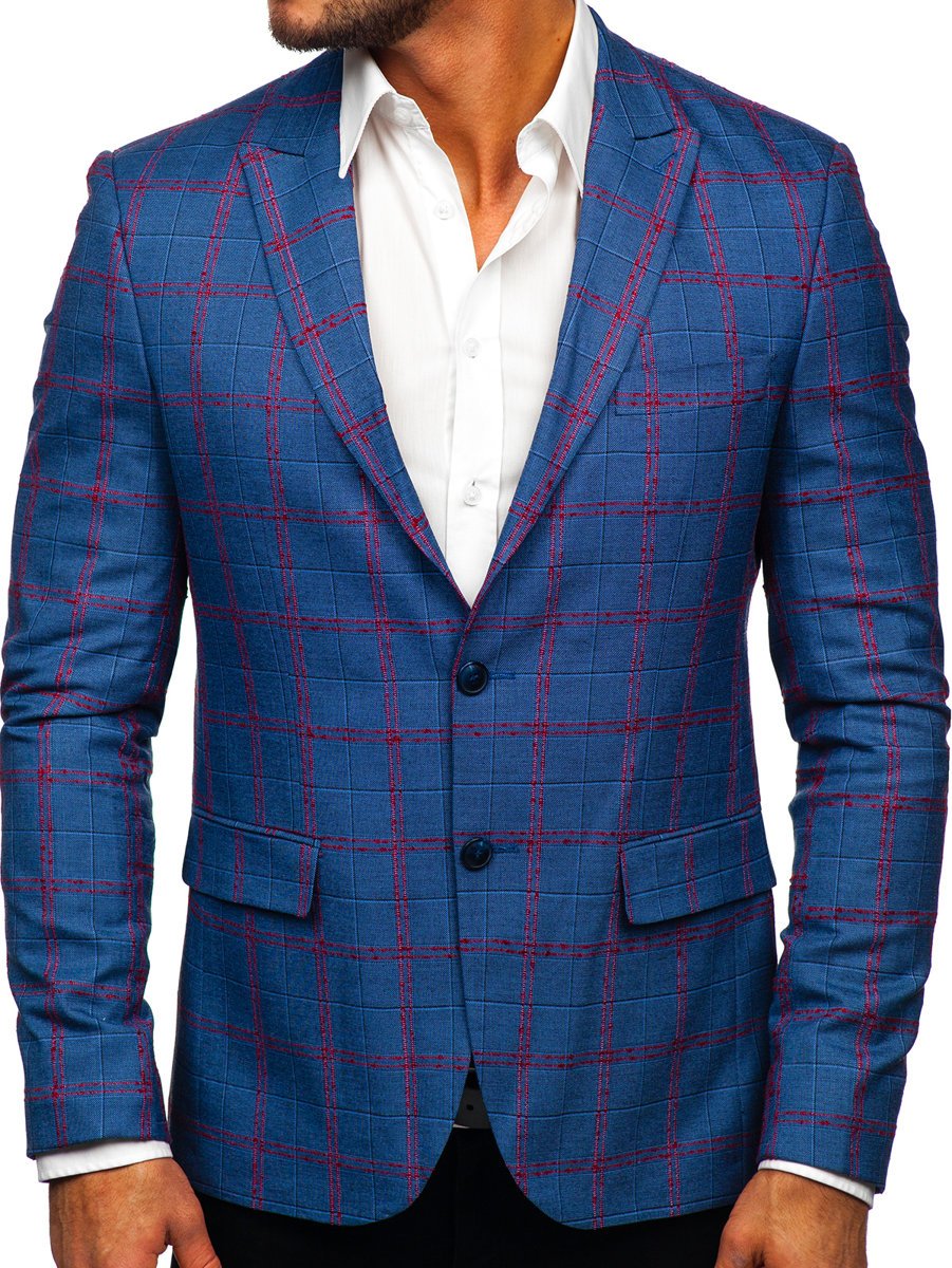 navy checkered blazer