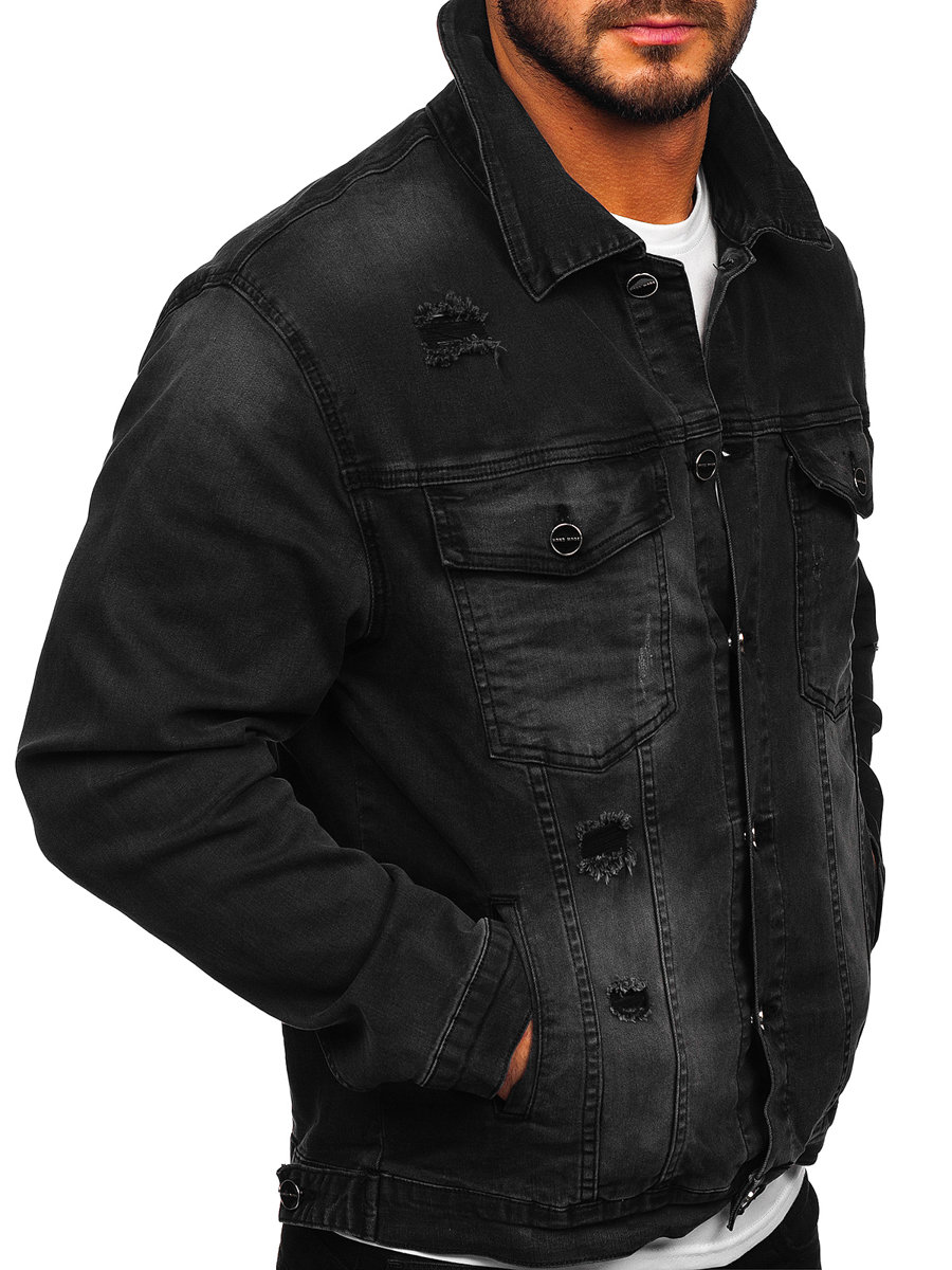 Men's Denim Hoodie Jacket Black Bolf 211902 BLACK