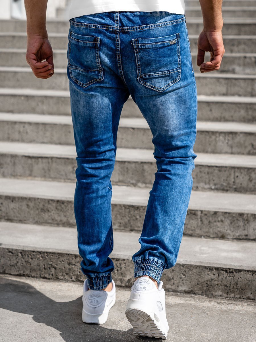 mens cuffed denim joggers