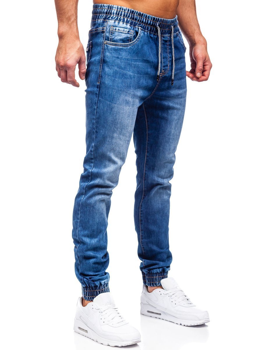 dark blue denim joggers