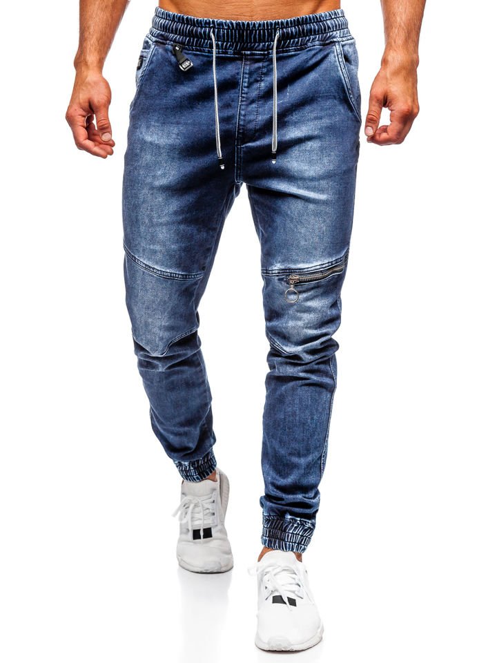 blue denim joggers