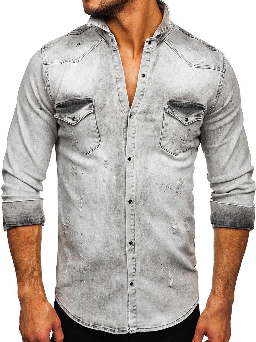 Grey colour deals jeans shirt