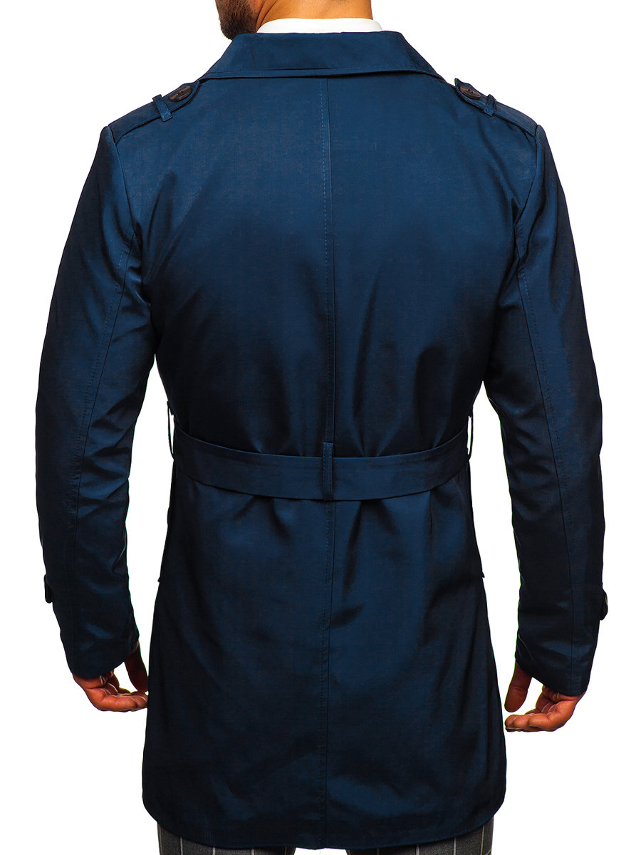 Long blue trench coat clearance mens