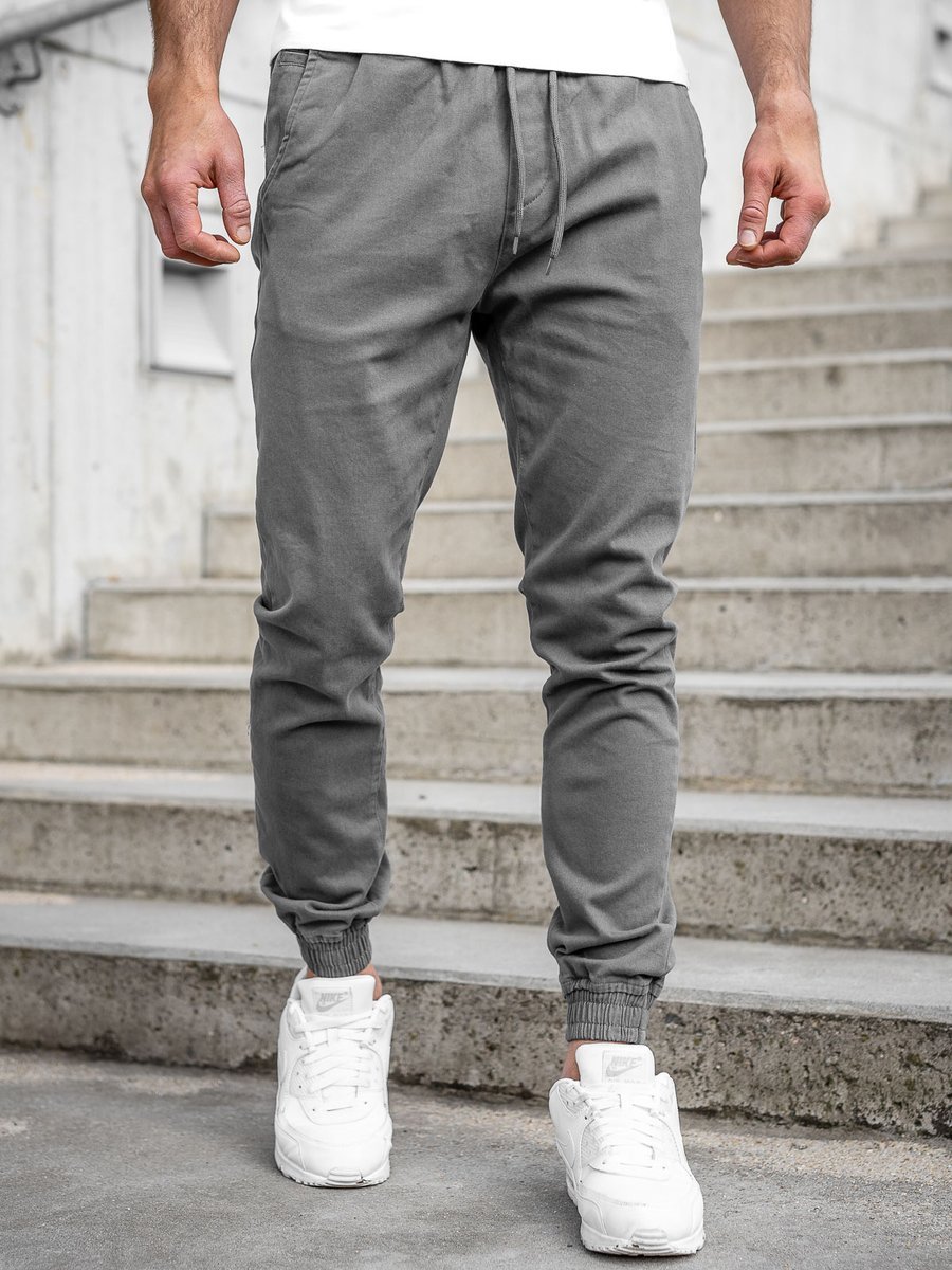 Grey jogger discount pants outfit mens