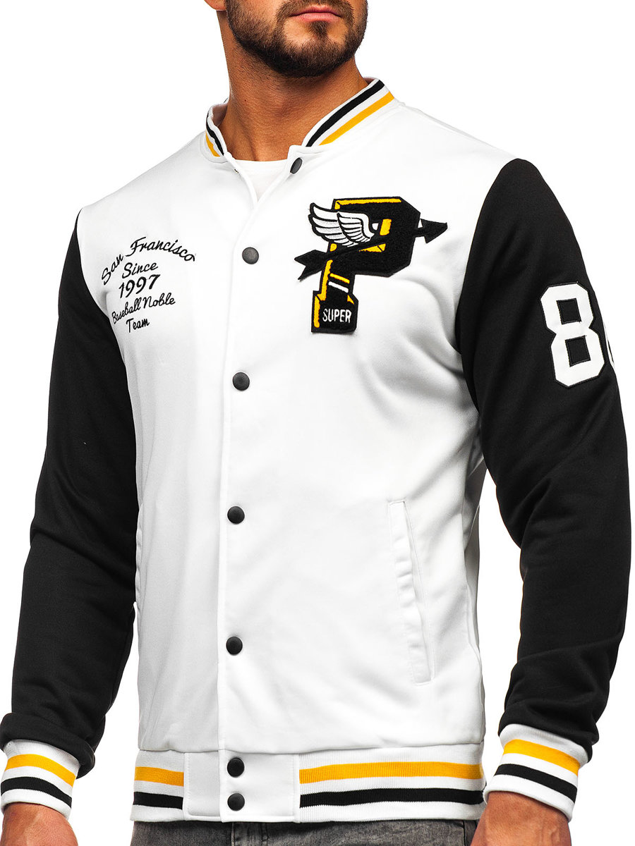 Chaqueta béisbol de entretiempo bomber para hombre blanco Bolf HS7208 BLANCO