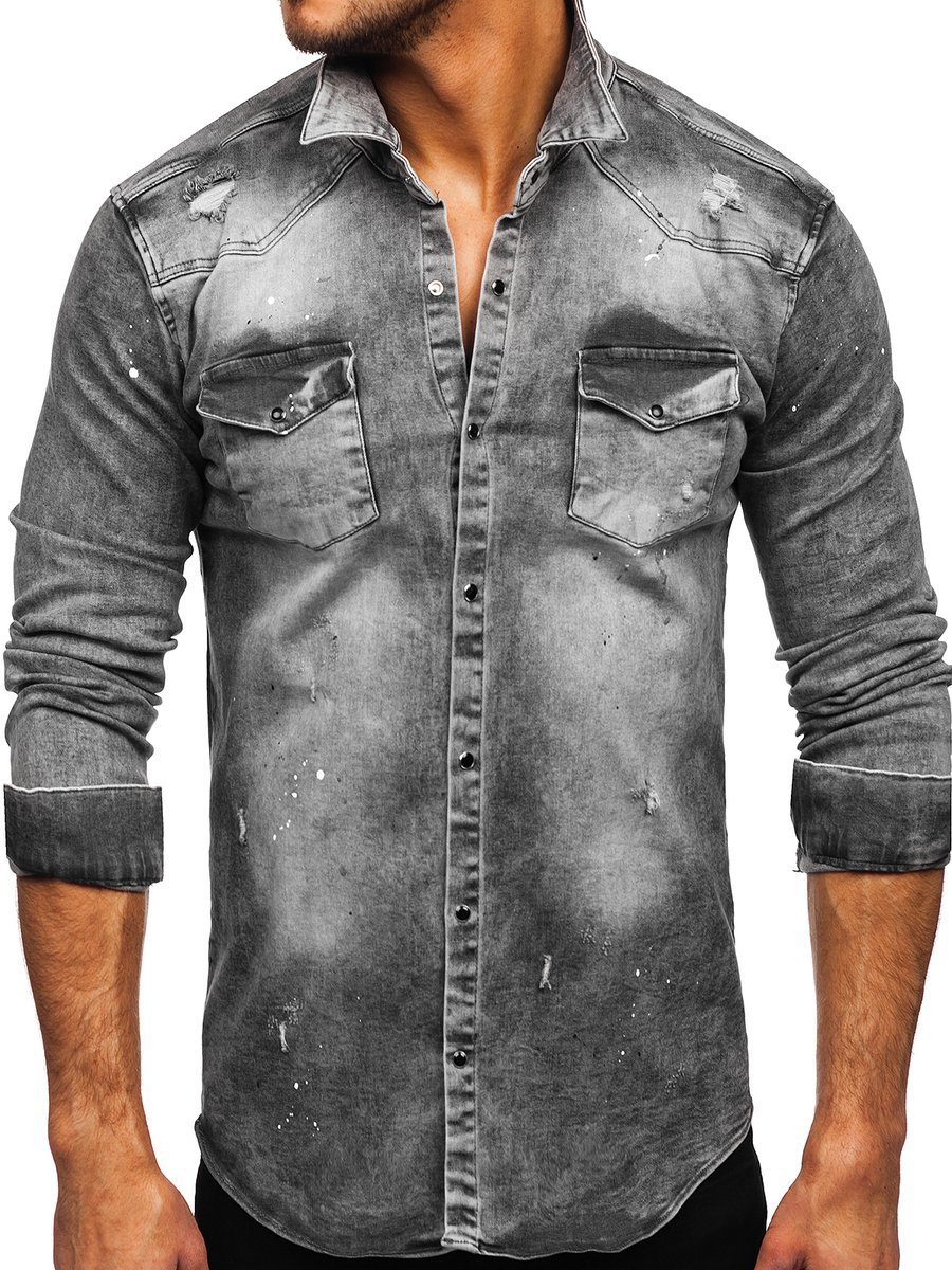 grey colour jeans shirt