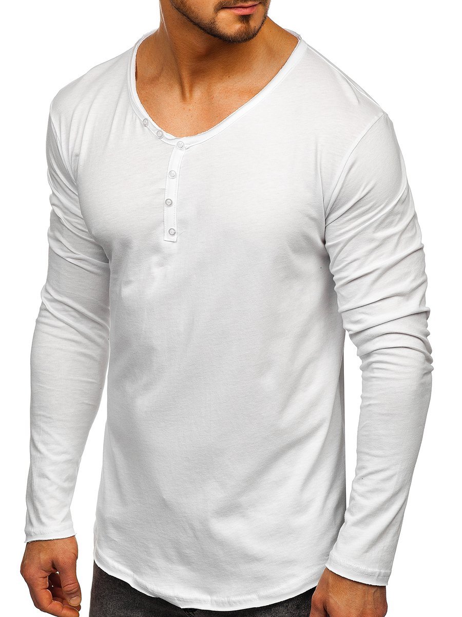 mens plain white long sleeve t shirt