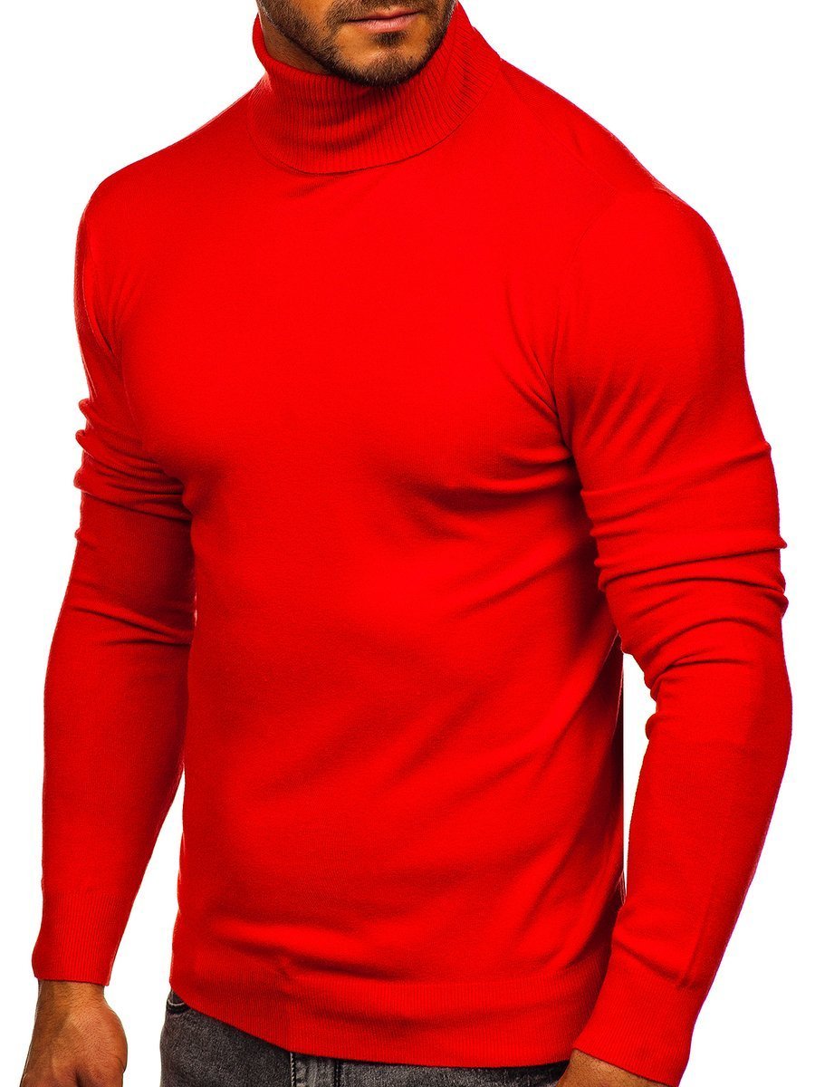 mens red polo neck sweater