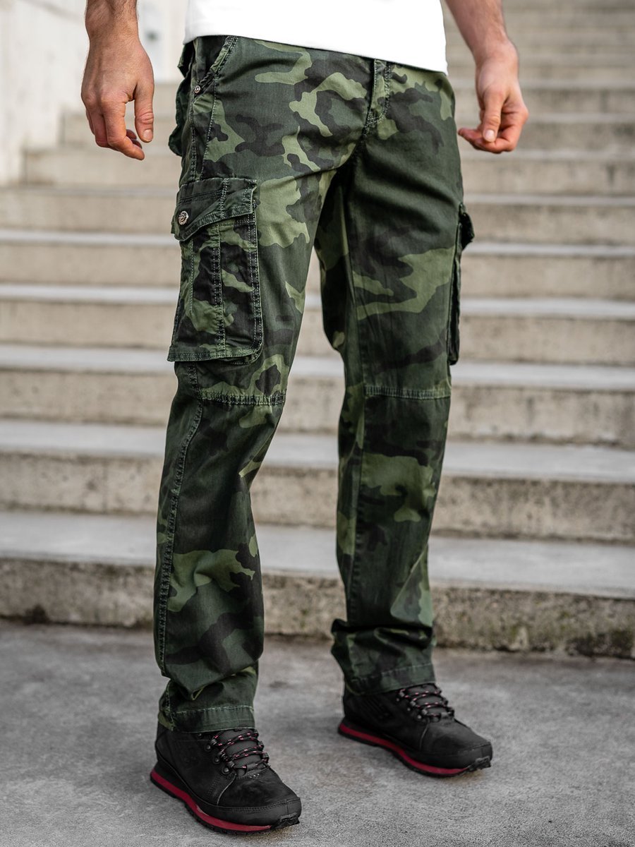 dark green camo trousers