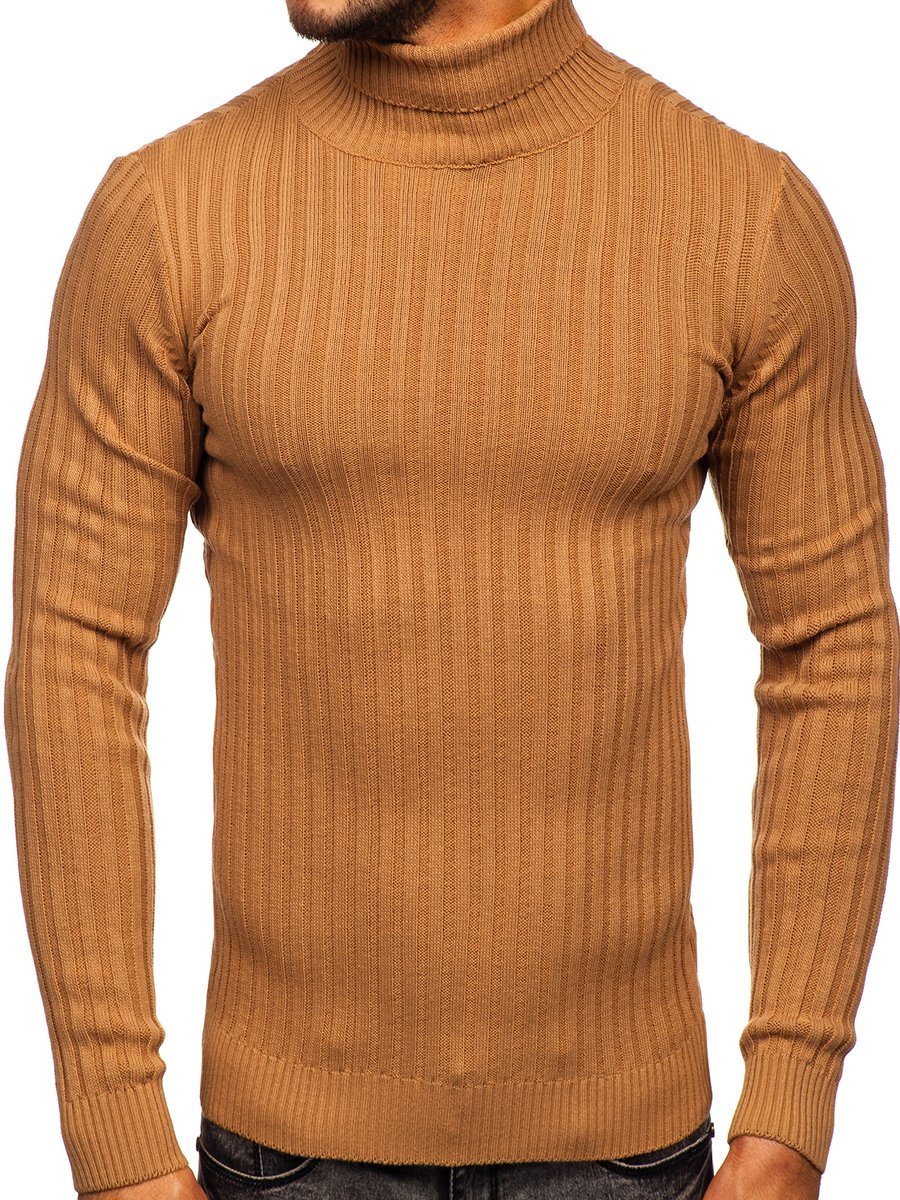 rust coloured polo neck jumper