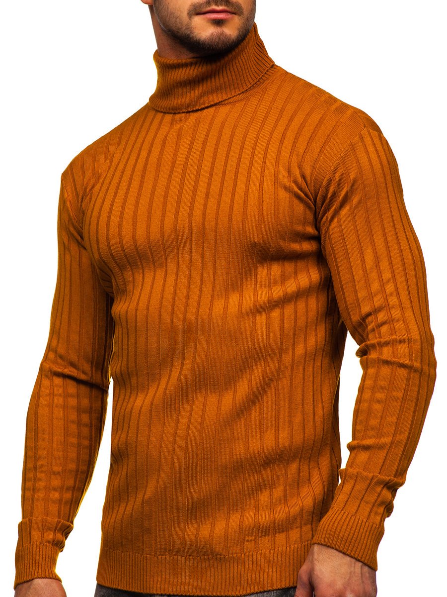 mens cotton polo neck sweaters