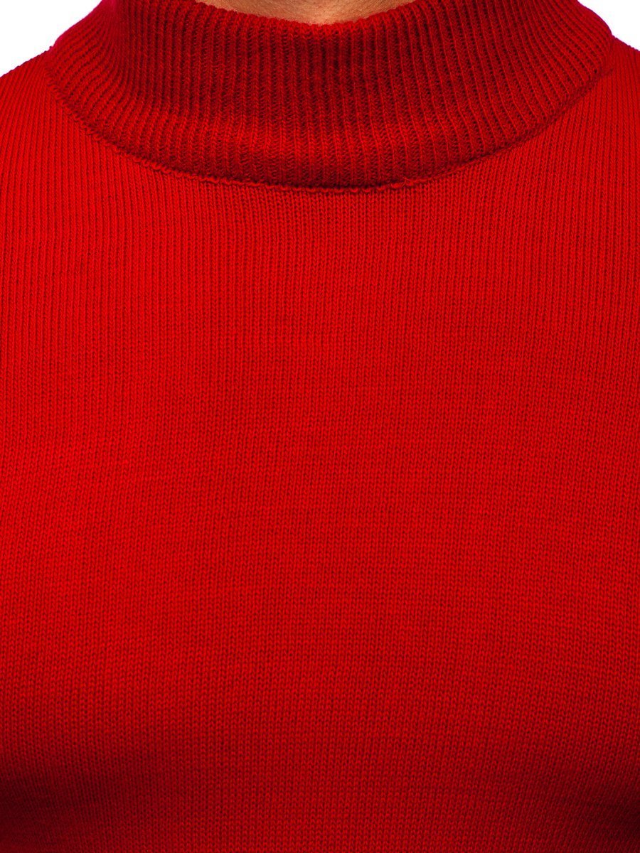 mens red polo neck sweater