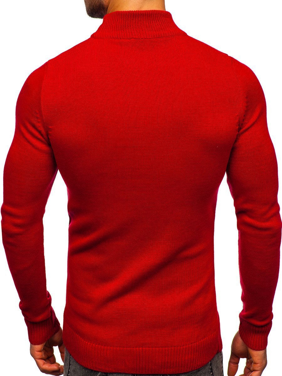 red roll neck jumper mens