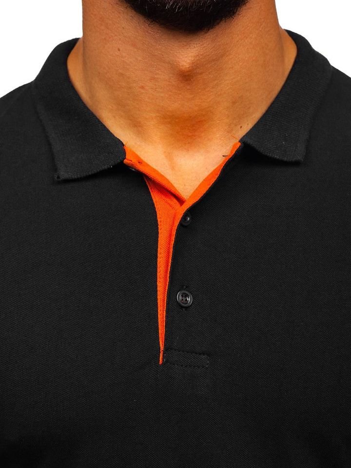 black and orange lacoste shirt