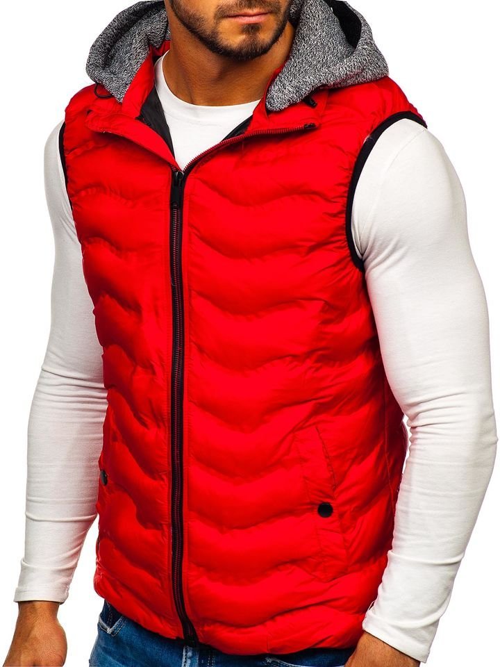 mens red gilet jacket