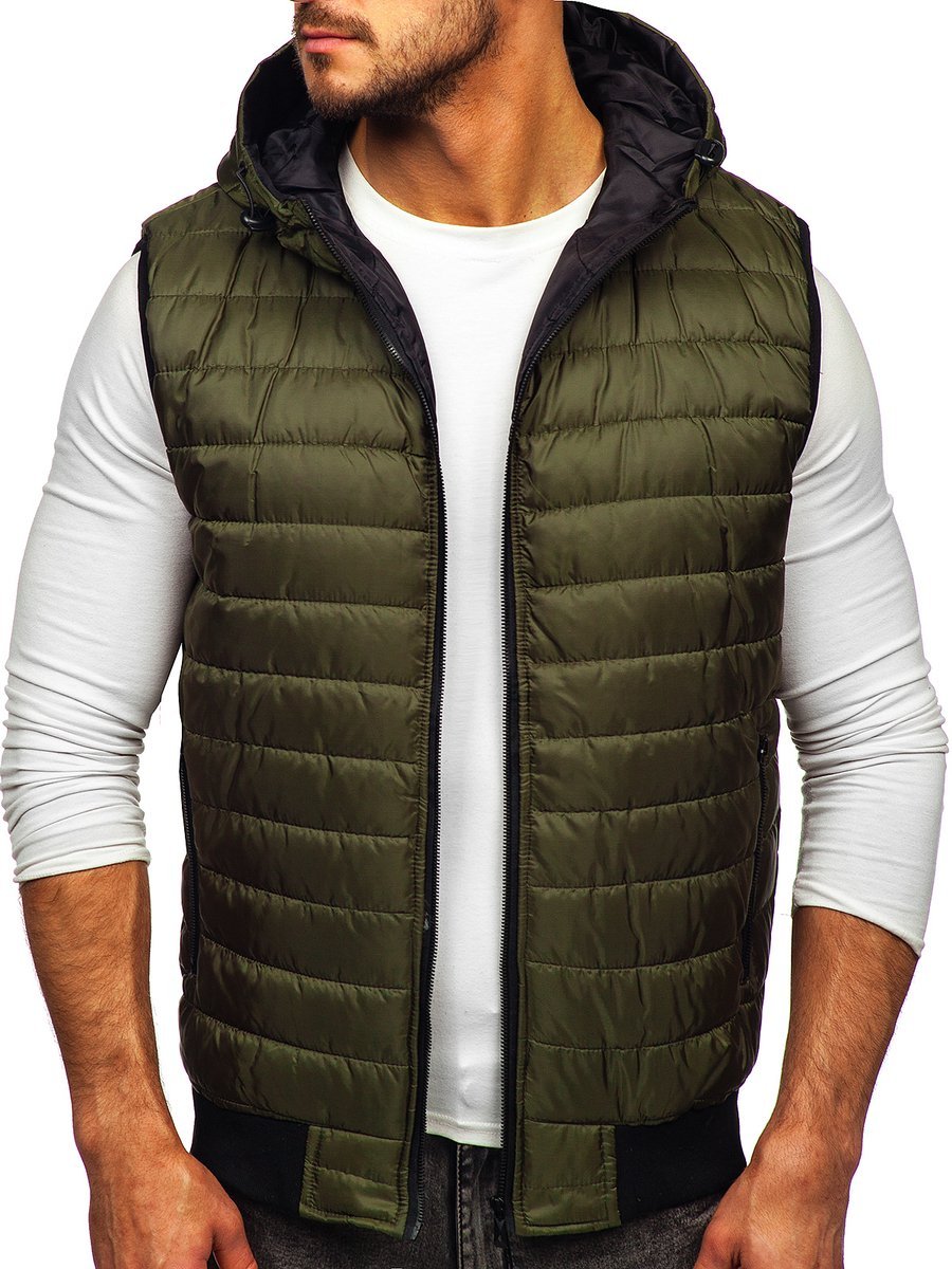 Men's Quilted Hooded Gilet Green Bolf MY88 GREEN