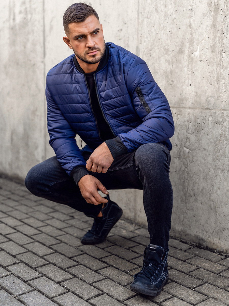 Mens quilted sales jacket blue