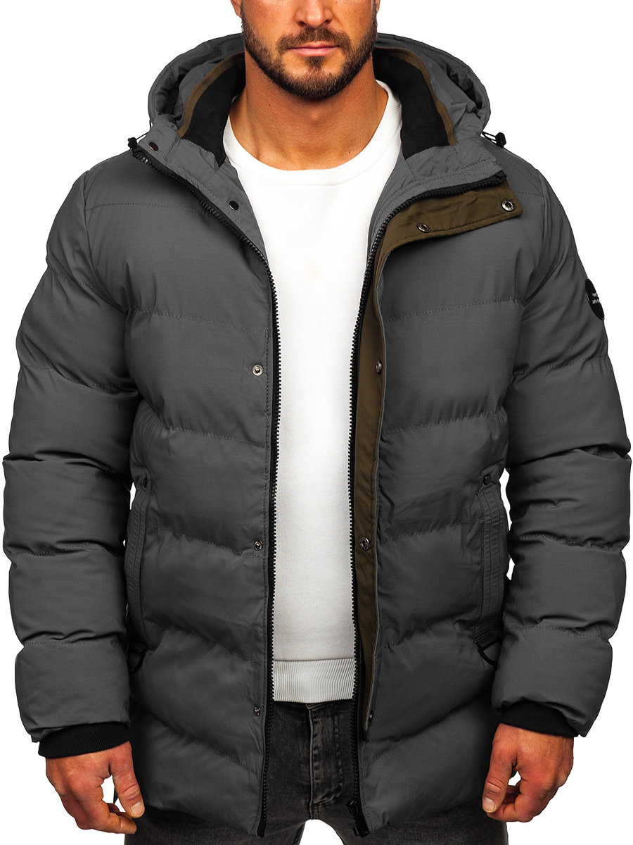 Men's Quilted Winter Jacket Grey Bolf 7330