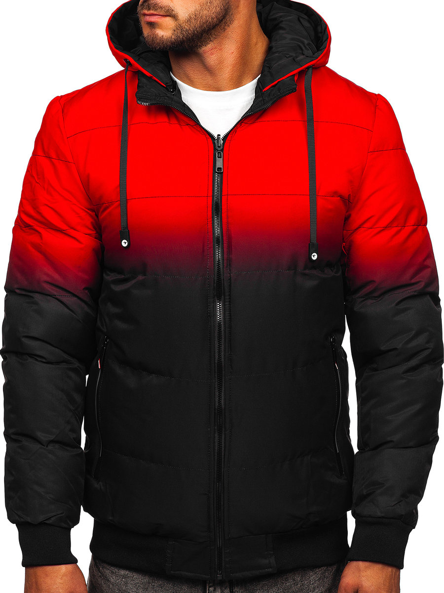 Men's Reversible Quilted Winter Jacket Red-Black Bolf 5M760