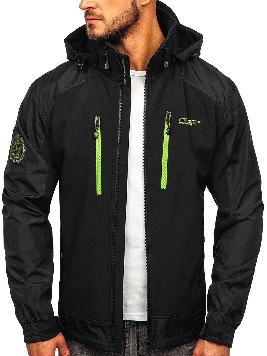 Men's Softshell Jacket Black-Green Bolf P191 BLACK-GREEN