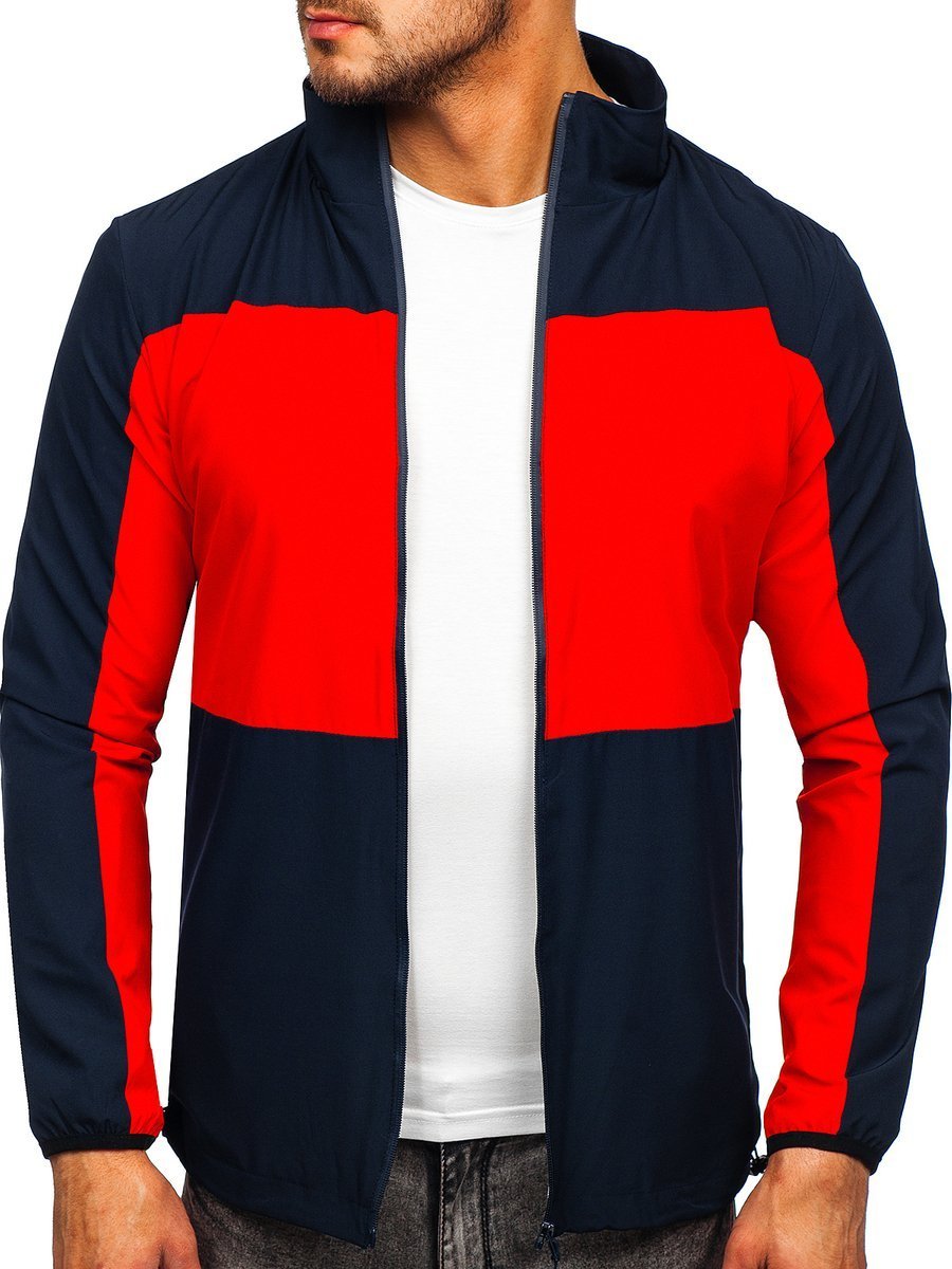 red and navy blue windbreaker