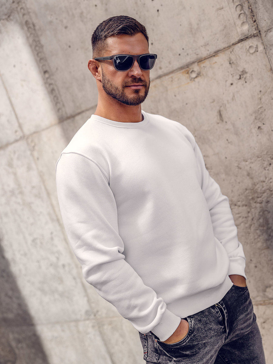 White sweatshirt outfit top mens