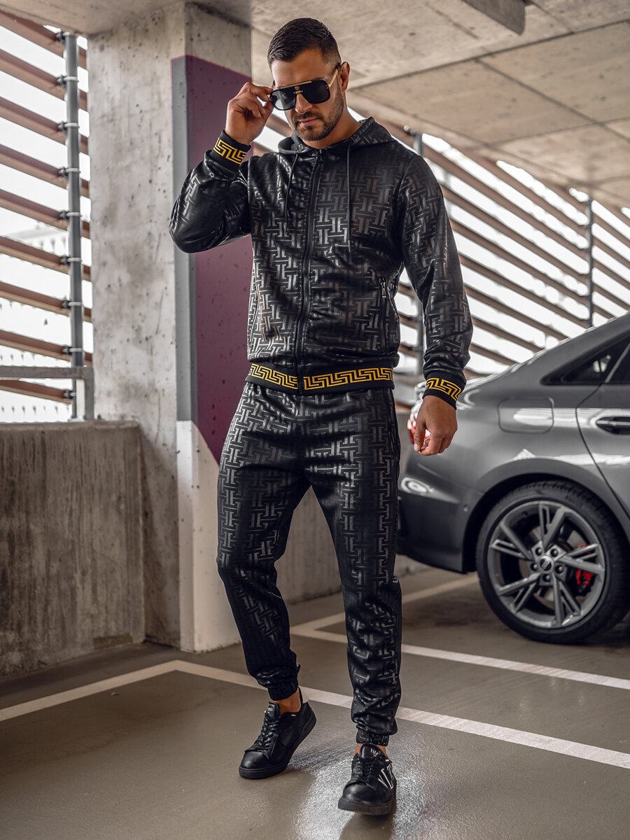 Mens store leather tracksuit