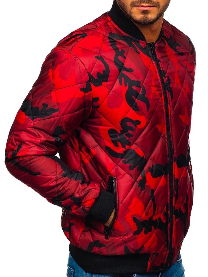 red camo bomber jacket