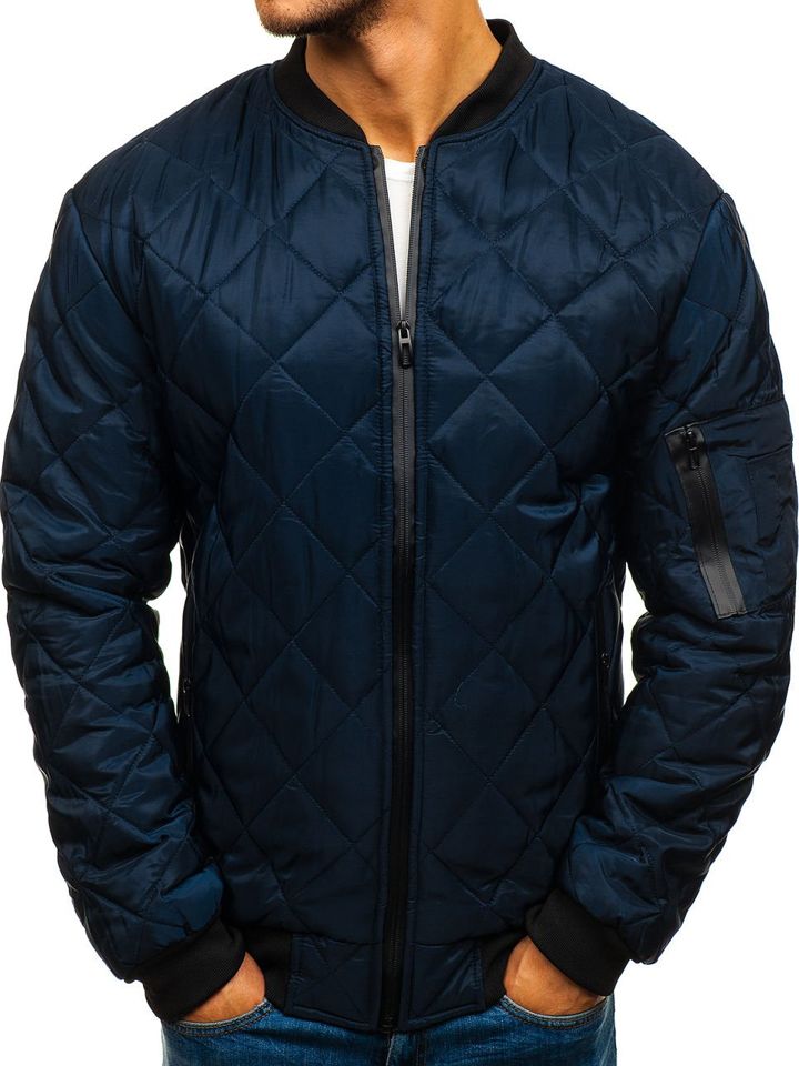 dark blue bomber jacket