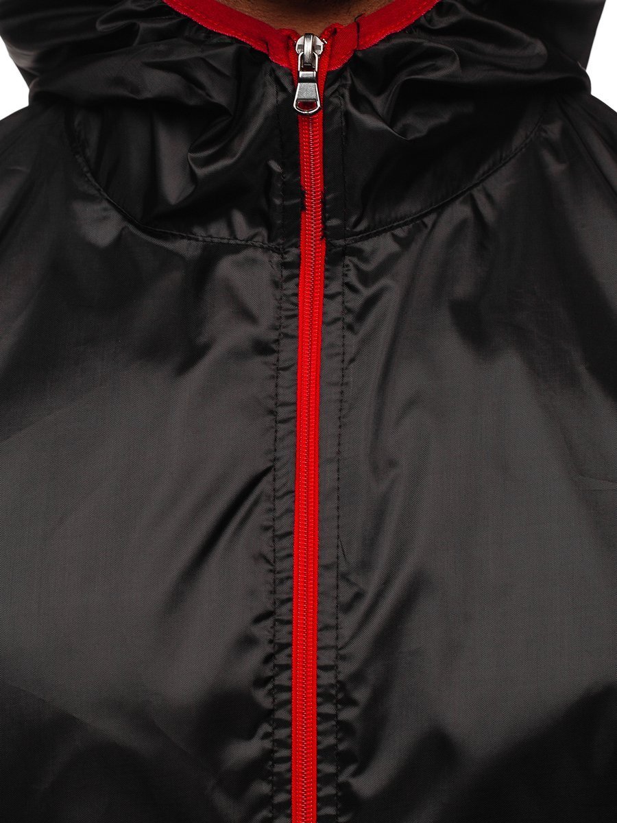 mens black hooded windbreaker