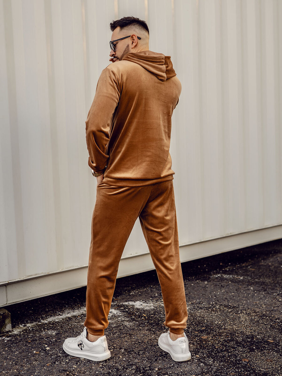 Brown best sale velour tracksuit